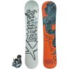 X-Games Youth Sidecap Snowboard 138cm with X-Games Nylon/Fiberglass Binding Youth Male,White with Grey X-Games top with Orange Dragon Bottom