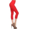 thumbnail image 2 of COUVER Women Seamless Stretch Capri Leggings, Red, One Size, 2 of 7