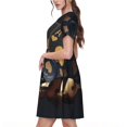 thumbnail image 2 of Easygdp Casino Cards Poker para Vestido Transpirable de Mujer, Vestido Suelto de Manga Corta con Pliegues y Bolsillos para el Verano, 2 of 6