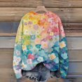 thumbnail image 6 of Long Sleeve Pullover Sweaters For Women O Neck Casual Cute Printing Knit Oversized Sweater for Fall Winter Floral Designs,Yellow,M, 6 of 6