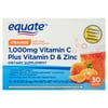 Equate 1000 mg Vitamin C Plus Vitamin D & Zinc Dietary Supplement Powder Packets, Orange Flavor, 30 Count, Compare to Emergen-C® Immunity + Ingredients