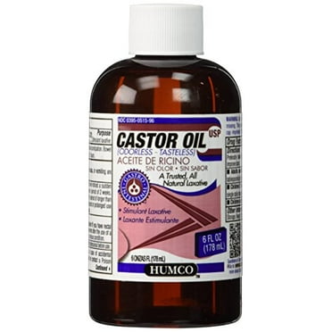 4 Pack - Humco Castor Oil Tasteless USP 6oz Each