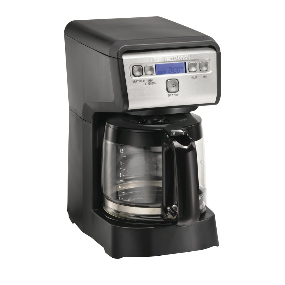 Hamilton Beach Compact Programmable Coffee Maker, 12 Cup, Black with