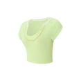 thumbnail image 4 of Franhais Women Summer Causual T-shirt, Short Sleeve U Neck Contrast Color Crop Top, 4 of 9
