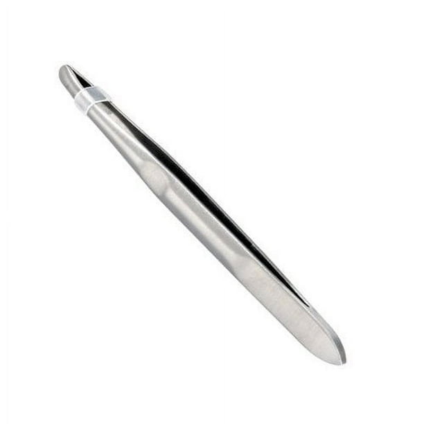Yimart - Pinzas para el pelo de cejas con punta redonda de acero inoxidable plateado, herramienta cosmética de maquillaje