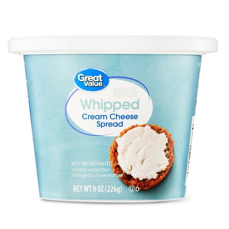 Great Value Original Whipped Cream Cheese Spread, 8 oz Cup