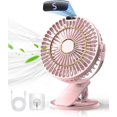 thumbnail image 1 of Rechargeable Table Fan, Mini USB Fan with LCD Display, 5 Speeds, 720 Rotation, Portable Fan, Quiet Fan for Office/Home/Camping with Cable - Pink, 1 of 4