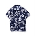 thumbnail image 2 of Camisas Deportivas Hombre Camiseta de manga corta con estampado de tiras y cuello a la moda de verano para hombre (Dark Blue, 3XL), 2 of 6