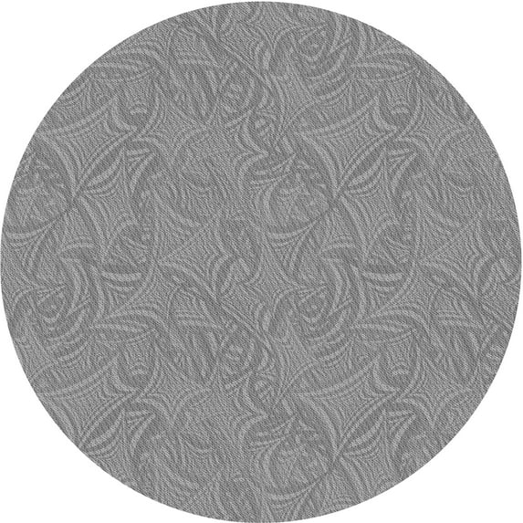 Ahgly Company Machine Washable Indoor Round Transitional Sonic Silver Gray Area Rugs, 6' Round