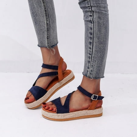 

Egmy Women Sandals Summer Buckle Hemp Rope Sandals Platform Women S Sandals