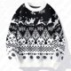 thumbnail image 3 of Nueva ropa para hombre Y2k, jersey navideño informal holgado con cuello redondo, suéter de punto acrílico, estampado gráfico de alce, ropa de calle Harajuku unisex, 3 of 4