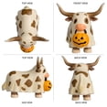 thumbnail image 4 of Longhorn Cow Halloween Decor, Ghost Cow Figurine with Pumpkin, Resin Western Farmhouse Tabletop Decoration for Shelf Mantel Fall Home Decor, 4 of 7