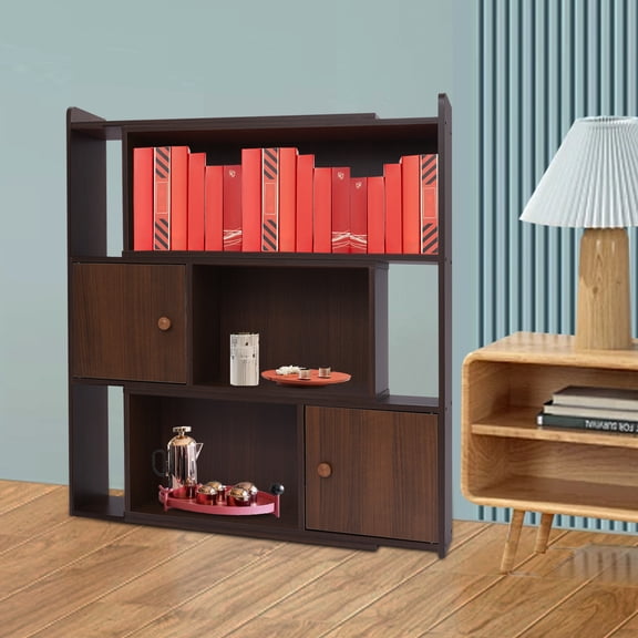 1 PCS Deep Walnut Color 3-Tier Bookshelf, Stretchable Bookcase, Modern Bookshelf, Product Extendable Length: 60-110cm/23.62-43.31 in