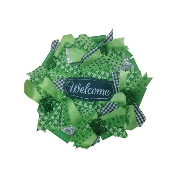 Nilvkv St. Patricks Day Wreath,11.8x11.8in Welcome Sign for Front Door Door Decor Wreath Spring Decor Farmhouse Front Door Wreath Rustic Style - Home Decor Outdoor