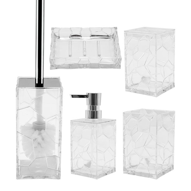 Acrylic Bathroom Accessories Set of 5, Bathroom Soap Dispenser Sets