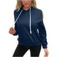 thumbnail image 1 of Timegard Hoodies for Women Cold Shoulder Drawstring Slim Fitting Comfy Sweatshirts Pullover Tops Fall, 1 of 4