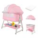 thumbnail image 1 of Cuna Plegable para Bebe con Mosquitero y Mecedora de Estructura de Acero Desmontable - Moises Colecho Cambiador de Altura Ajustable Multifuncional y Ruedas con Freno Rosa, 1 of 5