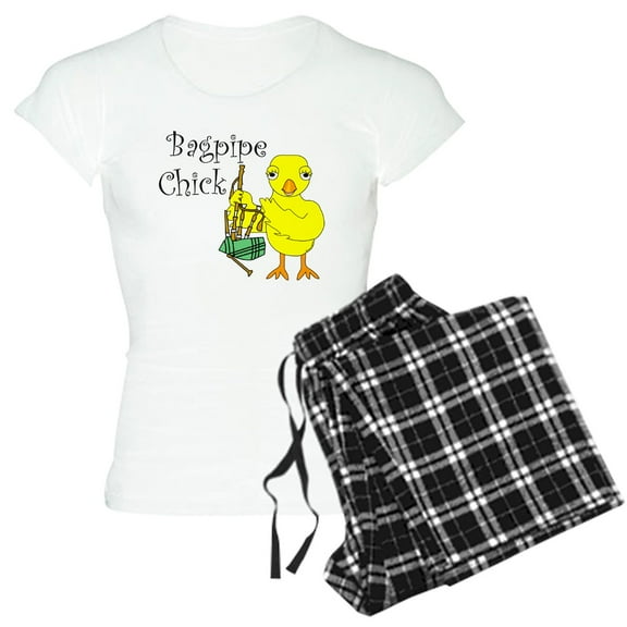 CafePress - Bagpipe Chick Text Women's Light Pajamas - Women's Short Sleeve Print T-Shirt and Pants Light Cotton Pajama Set