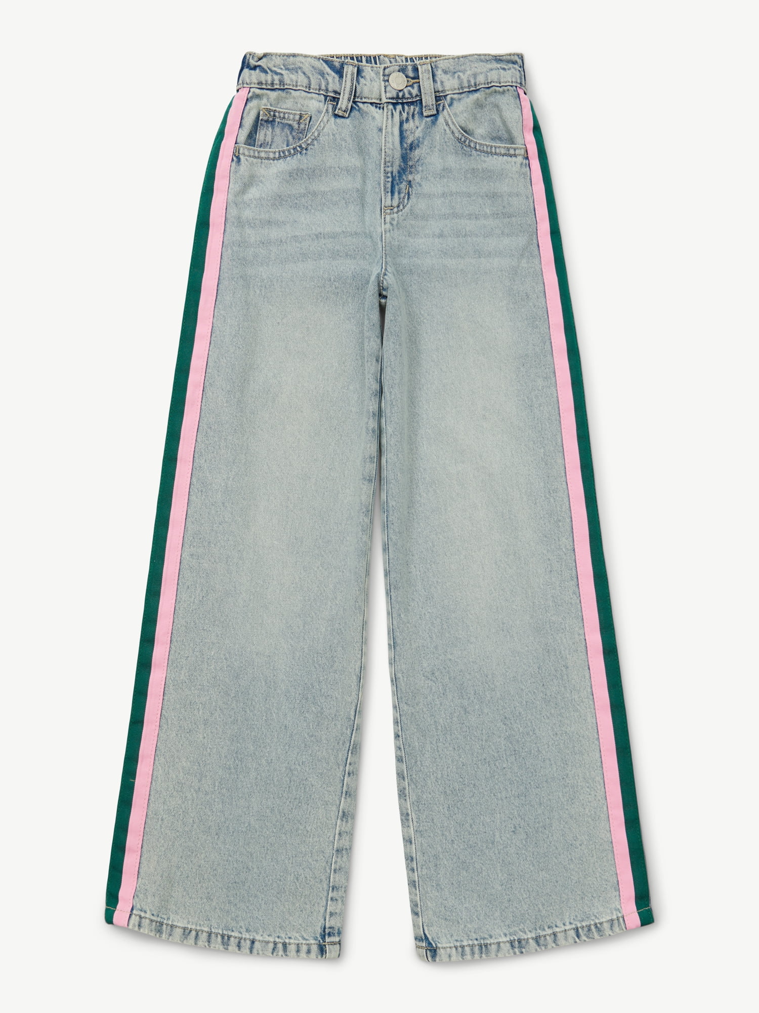 Justice Girls Side Stripes Textured Jeans, Sizes 6-18, Slim & Plus