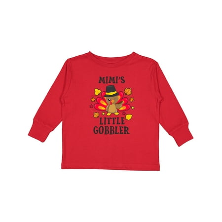 

Inktastic Mimis Little Gobbler with Turkey and Leaves Boys or Girls Long Sleeve Toddler T-Shirt
