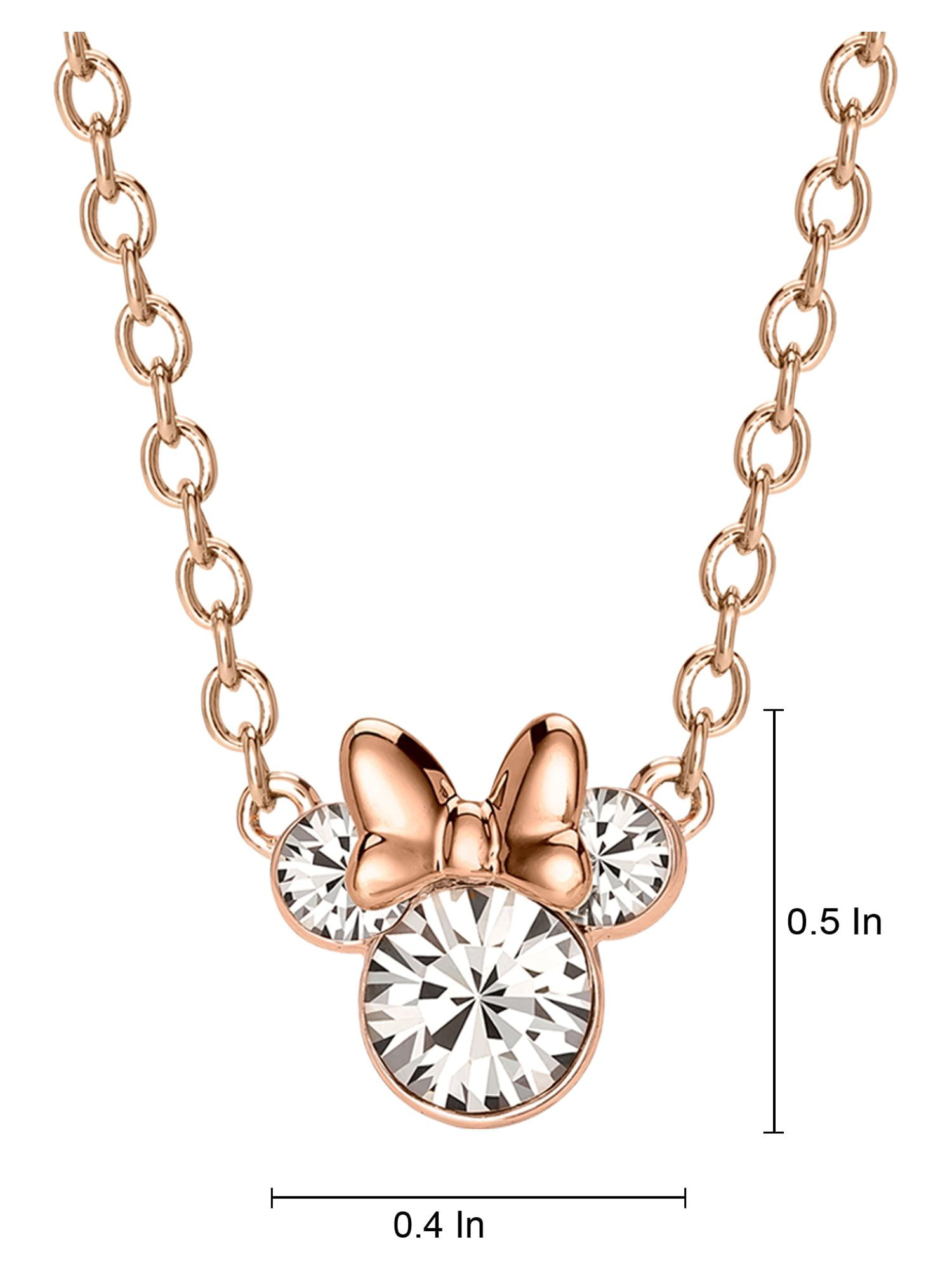 Disney Treasures Minnie Mouse Diamond Necklace 1/10 ct tw 10K Rose Gold 17