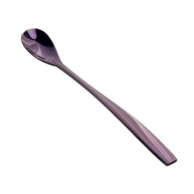 GROWTH TANK Plain Spoon Stainless Steel Meal Spoon Iced Cheese Tea 7 Colors - Golden 2
