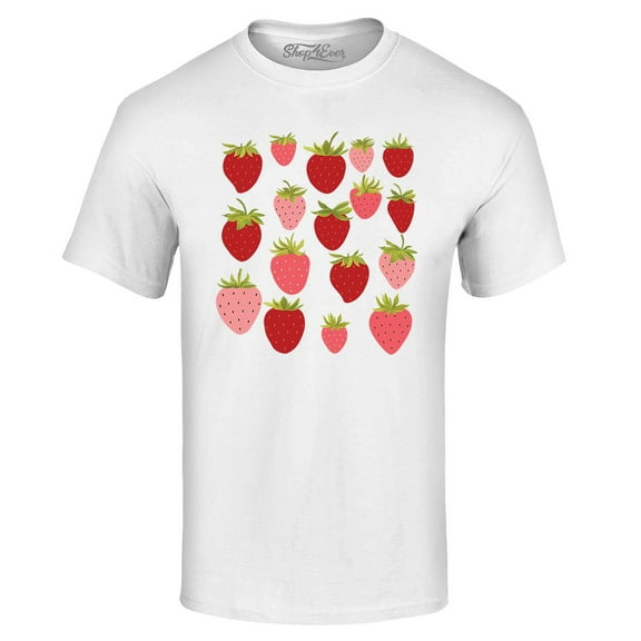 Shop4Ever Men's Strawberry Cottagecore Graphic T-shirt XXXXX-Large White