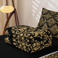 thumbnail image 5 of jejeloiu Opulent Damask Zipper Twin Comforter Sets with Fitted Sheet and 2 Pillowcases,Gold Print Zipper Bedding Set For Adults,Black Gold,Black Reversible,4 Pieces, 5 of 7