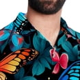 thumbnail image 5 of Flower Butterfly Men's Button Down Spread Collar Casual Printed Short Sleeve Summer Beach Unisex Shirts, 5 of 6
