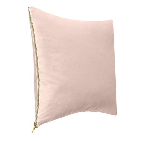 Better Homes & Gardens Feather Filled Velvet & Gold Zipper Decorative Throw Pillow, 18″x18″