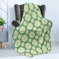 thumbnail image 4 of Ethnic Soft Flannel Fleece Throw Blanket, Mandala Inspired Silhouettes Concentric Motifs, Cozy Plush for Indoor and Outdoor Use, 70" x 90", Green Mustard White, by Ambesonne, 4 of 5