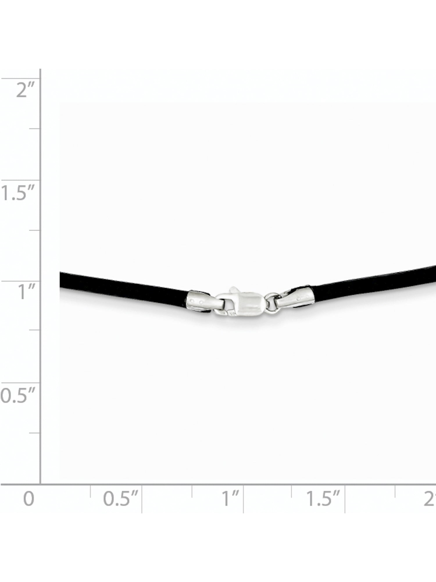 14K White Gold 2mm 18In Black Leather Cord Necklace (18 X 2) Made In United States xg261-18