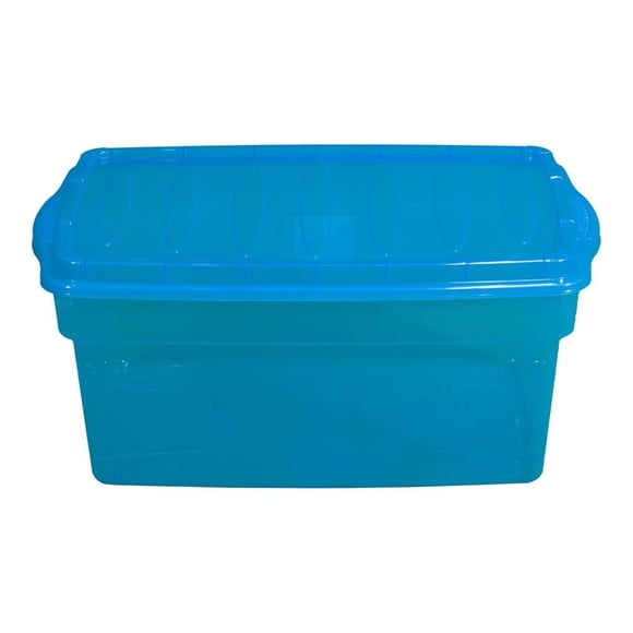 Caja Organizadora Polycar Multiusos Traslucido Azul 38 Litros