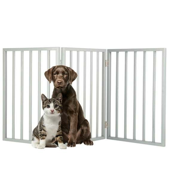 PETMAKER Wide Foldable MDF and Plastic Freestanding Pet Gate Expands to 46 Inches Wide