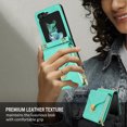 thumbnail image 4 of Allytech Case for Samsung Galaxy Z Flip5, [Large Capacity] Wallet Case with Card Slots & Zipper Pocket, Premium PU Leather Metal Snap Kickstand Shockproof Case with Shoulder Strap, Mint, 4 of 7