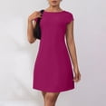 thumbnail image 2 of Women's Sexy Low Back Mini Dress Short Sleeve Crew Neck A-Line Graduation Sundress, 2 of 6