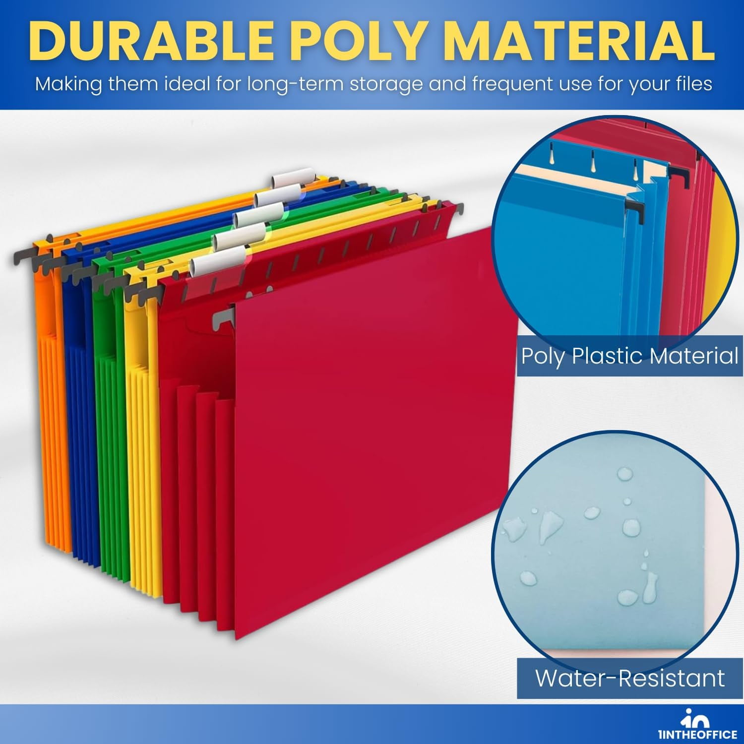 Poly Expanding Hanging File Folders Letter Size, Hanging File Pocket, File Cabinet Dividers, Assorted, 5/Pack