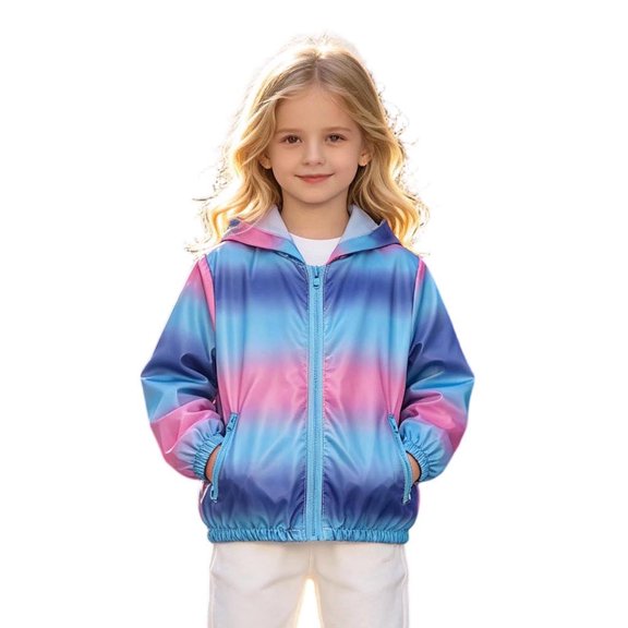 Curuila Toddler Kids Girls Sun Jacket Long Sleeve Color Block Hooded Coat For Girls Summer Lightweight Fashionable Outerwear Size 3-4 Years