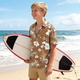 thumbnail image 6 of LEKWK Boys Button Down Hawaiian Shirts Kids Short Sleeve Tropical Print T-Shirt Lightweight Breathable Summer Tops Beach Vacation Holiday Resort Wear, 6 of 8
