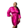 thumbnail image 2 of BluChi Short Kimono Lounge Womens Robe, Small-5XL, 26 Colors - Bride & Bridesmaid Robes, Bright Pink, XXL, 2 of 5