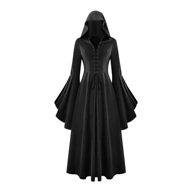 Cape à Capuche pour Femmes Gothique en Dentelle avec Manches et Boutons