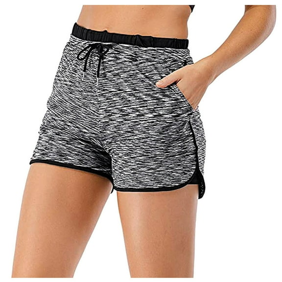 Inleife Yoga Shorts for Women Women's Run Elastic Wasit Workout Shorts With Liner Pockets Sport Yoga Shorts