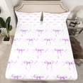 thumbnail image 2 of Manfei Kawaii Bowknot Full Size Sheets,Cute Cartoon Bowtie Bed Sheets,Purple Bow Sheet Sets For Girl,Breathable Home Decor,4-Piece, 2 of 7
