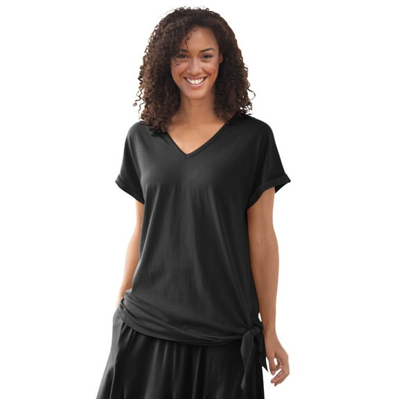 Woman Within Plus Size Side Tie Knit Tee