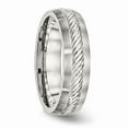 thumbnail image 4 of Solid Stainless Steel Men's Matte Brushed Finish Silver Men's Diamond-Cut-Inlay Wedding Band Ring Size 10, 4 of 7