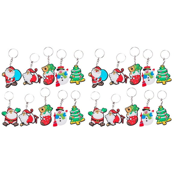 Jiyike 20 pcs Christmas Keychain Santa Claus Snowman Keychain Christmas Party Favors
