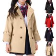 thumbnail image 2 of dazeni Girl's Lightweight Trench Coat Lapel Single Breasted Jacket Outwear with Pockets Fashion Fall Dress Coat School Uniform Jackets Black 3-4Years, 2 of 6
