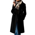thumbnail image 2 of Smsaxvxz Women’s Notched Lapel Double Breasted Pea Coat Long Coats Fall Winter Jackets 2026 Black XL, 2 of 9