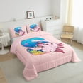 thumbnail image 3 of Manfei Initial Letter S Bedding Comforter Set,Cute Axolotl Salamander Twin Comforter Sets,Pink Ocean Animal Bedding Set For Girl,Breathable Bedroom Decoration Reversible,2-Piece, 3 of 8