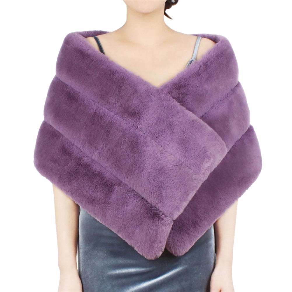 purple faux fur shawl